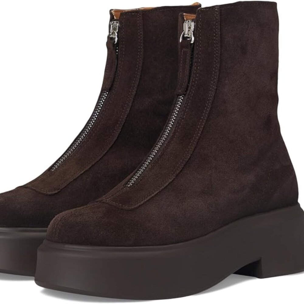 Steve Madden Womens Jones Brown Suede Front Zip Ankle Boots   Sz:10